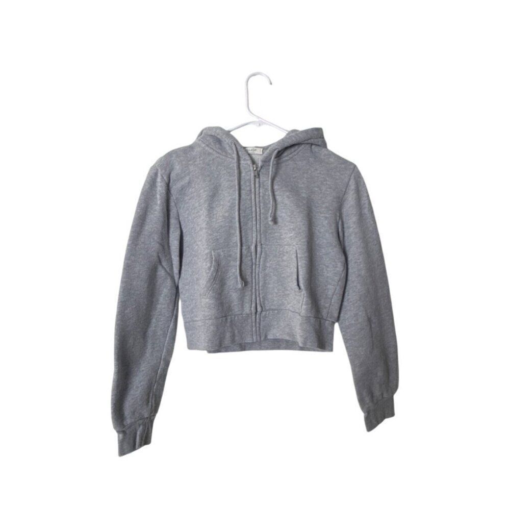 John Galt Gray Cropped Hoodie Jacket Womens